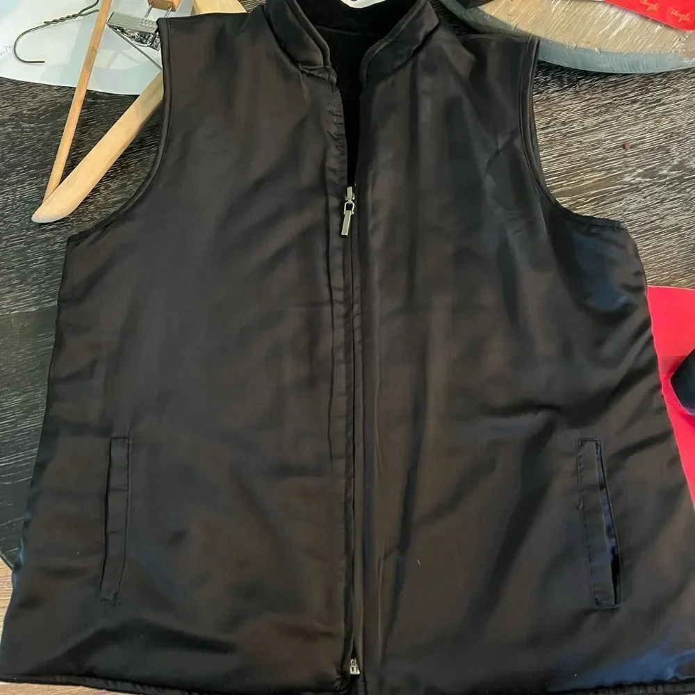 Reversible Black Velvet Quilted or Satin Vest sz M
